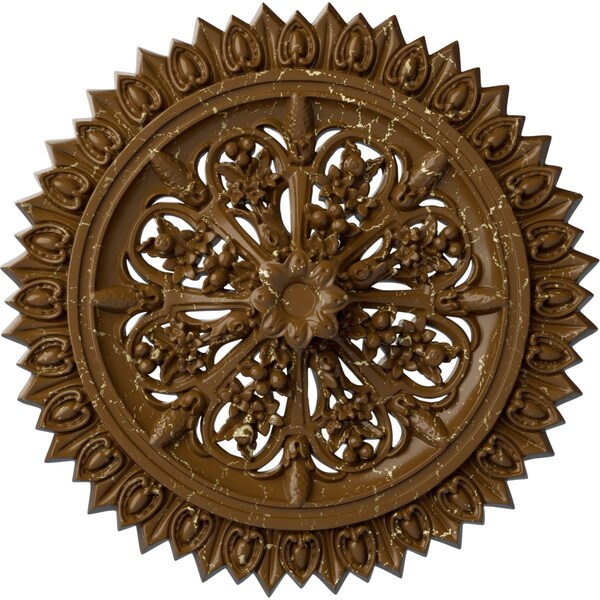Ekena Millwork Lariah Ceiling Medallion (Canopies up to 1 3/8"), 24 3/4"OD 1 3/8"ID x 3 1/4"P, Smokey Topaz Crackle CM24LASTC - main